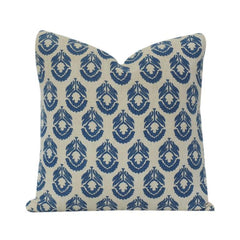 Indigo Floral Printed Cotton Cushion Cover | Hand Block Style | 18x18 Inch Decorative Pillow Cover
