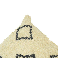 Tufted Geometric Cotton Cushion Cover – Cream & Black Textured Boho Pillow Cover 45x45 cm