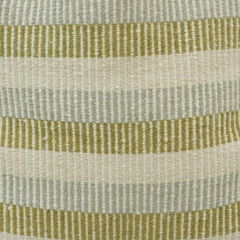 Handwoven Striped Cotton Cushion Cover | Sage Green & Ivory | 45x45 cm Decorative Pillow Cover - Bulk manufacturer & supplier from Panipat, India
