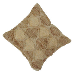 Handwoven Jute Cushion Cover with Rustic Geometric Pattern | Natural Textured Decorative Pillow Case | 18x18 Inch