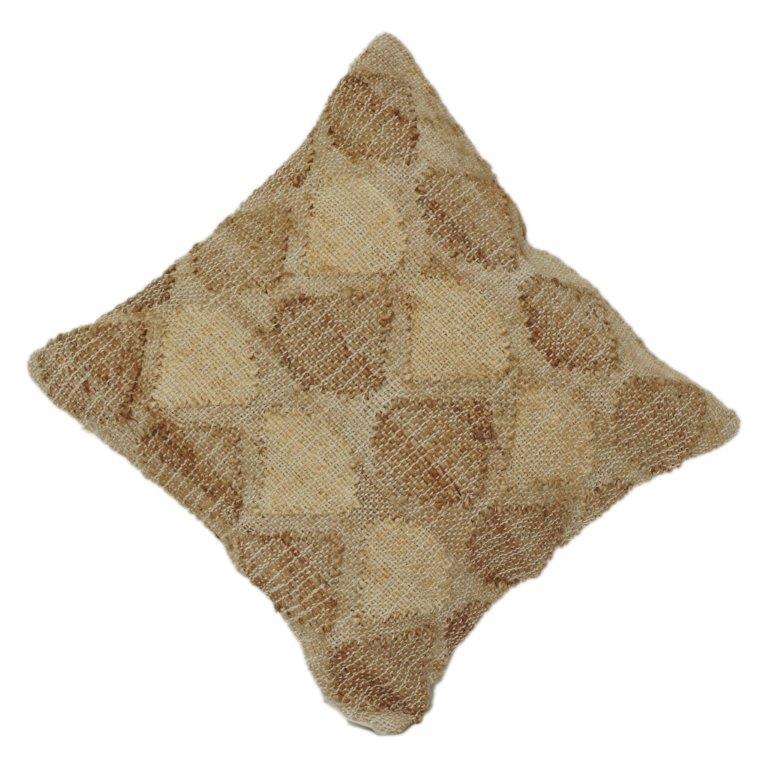 Handwoven Jute Cushion Cover with Rustic Geometric Pattern | Natural Textured Decorative Pillow Case | 18x18 Inch