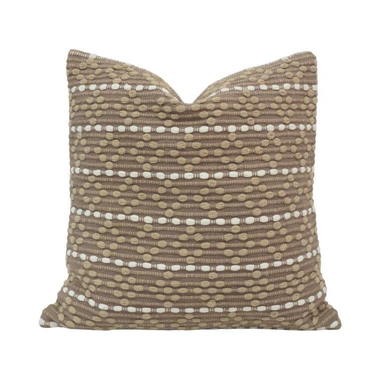 Handwoven Textured Cotton Cushion Cover 45x45 cm | Boho Neutral Decorative Pillow Cover with Embroidered Dot Pattern - Bulk manufacturer & supplier from Panipat, India