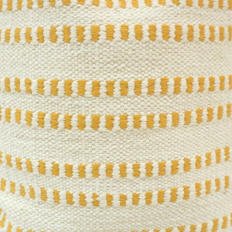 Handwoven Yellow Striped Cotton Cushion Cover | Handmade Textured Throw Pillow Cover | 45x45 cm