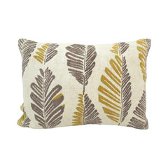 Jacquard Cotton Leaf Pattern Cushion Cover | 45 x 45 cm | Woven Decorative Throw Pillow Cover | Beige, Mustard & Grey