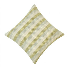 Handwoven Striped Cotton Cushion Cover | Sage Green & Ivory | 45x45 cm Decorative Pillow Cover