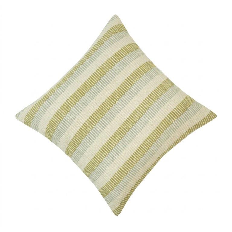 Handwoven Striped Cotton Cushion Cover | Sage Green & Ivory | 45x45 cm Decorative Pillow Cover