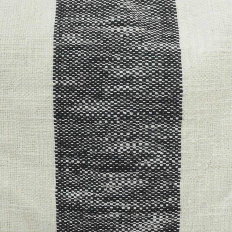 Rustic Woven Stripe Cotton Cushion Cover – Black & Natural Lumbar Pillow Cover 35x50 cm
