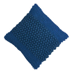 Handwoven Wool Bobble Cushion Cover 45x45 cm | Textured Handmade Decorative Throw Pillow Cover | Navy Blue | Hidden Zipper