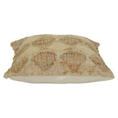 Handwoven Jute Cushion Cover with Rustic Geometric Pattern | Natural Textured Decorative Pillow Case | 18x18 Inch
