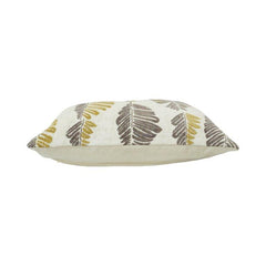 Jacquard Cotton Leaf Pattern Cushion Cover | 45 x 45 cm | Woven Decorative Throw Pillow Cover | Beige, Mustard & Grey