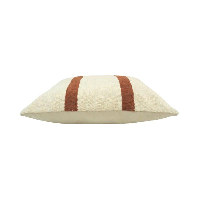 Handmade Cotton Striped Cushion Cover 45x45 cm | Minimal Woven Throw Pillow Cover | Neutral Boho Home Décor