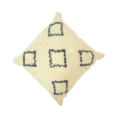 Tufted Geometric Cotton Cushion Cover – Cream & Black Textured Boho Pillow Cover 45x45 cm