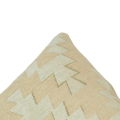 Beige Geometric Jacquard Cotton Cushion Cover | 45 x 45 cm | Modern Woven Decorative Pillow Cover