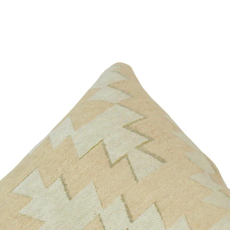 Beige Geometric Jacquard Cotton Cushion Cover | 45 x 45 cm | Modern Woven Decorative Pillow Cover