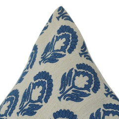 Indigo Floral Printed Cotton Cushion Cover | Hand Block Style | 18x18 Inch Decorative Pillow Cover