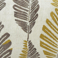 Jacquard Cotton Leaf Pattern Cushion Cover | 45 x 45 cm | Woven Decorative Throw Pillow Cover | Beige, Mustard & Grey