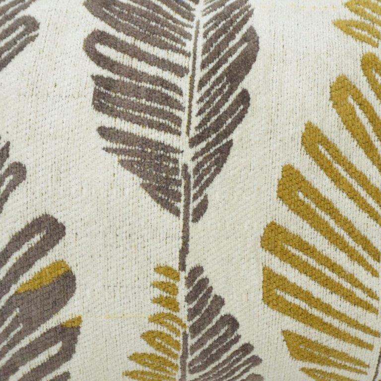 Jacquard Cotton Leaf Pattern Cushion Cover | 45 x 45 cm | Woven Decorative Throw Pillow Cover | Beige, Mustard & Grey