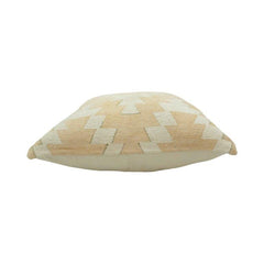 Beige Geometric Jacquard Cotton Cushion Cover | 45 x 45 cm | Modern Woven Decorative Pillow Cover