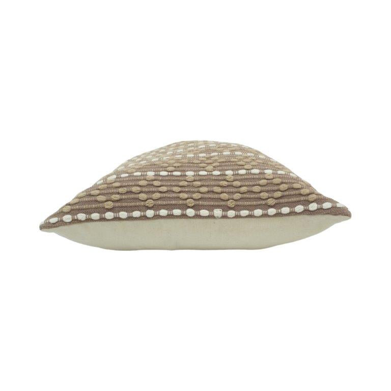Handwoven Textured Cotton Cushion Cover 45x45 cm | Boho Neutral Decorative Pillow Cover with Embroidered Dot Pattern - Bulk manufacturer & supplier from Panipat, India