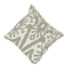 Beige Abstract Embroidered Cotton Cushion Cover | Textured Modern Boho Pillow Cover | 18x18 Inch Decorative Throw Cushion