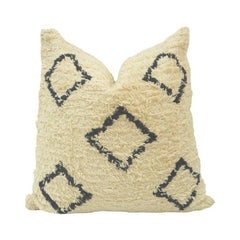 Tufted Geometric Cotton Cushion Cover – Cream & Black Textured Boho Pillow Cover 45x45 cm