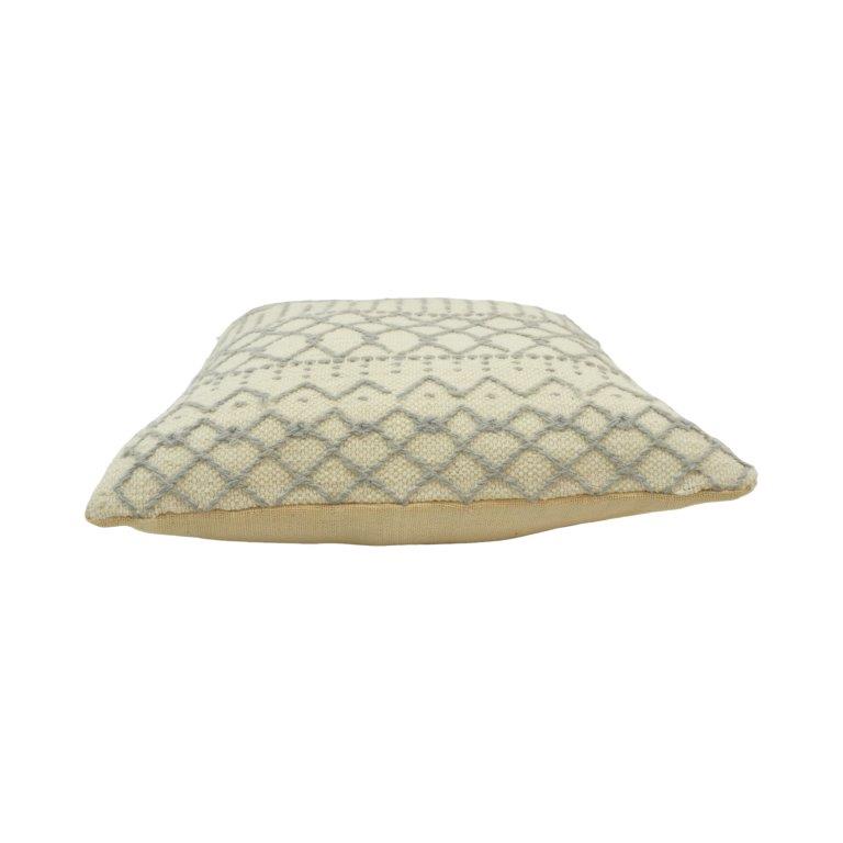 Boho Geometric Embroidered Polyester Cushion Cover 45x45 cm | Cream & Grey Textured Throw Pillow Cover - Bulk manufacturer & supplier from Panipat, India