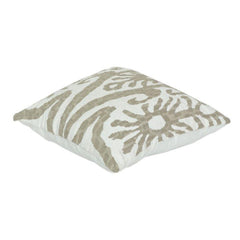 Beige Abstract Embroidered Cotton Cushion Cover | Textured Modern Boho Pillow Cover | 18x18 Inch Decorative Throw Cushion