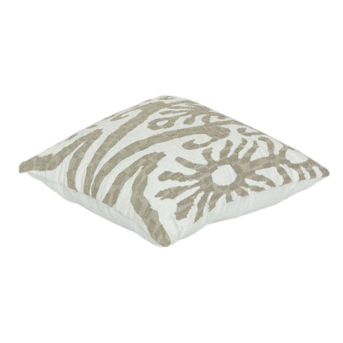 Beige Abstract Embroidered Cotton Cushion Cover | Textured Modern Boho Pillow Cover | 18x18 Inch Decorative Throw Cushion