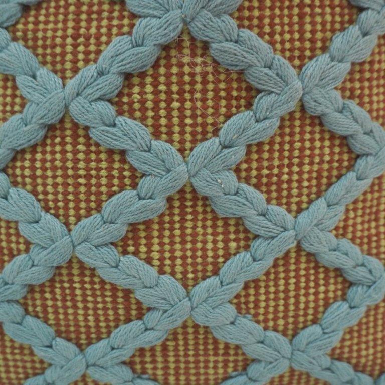 Handmade Diamond Weave Cotton Cushion Cover 45x45 cm | Textured Embroidered Throw Pillow Cover | Blue & Beige Decorative Cushion - Bulk manufacturer & supplier from Panipat, India