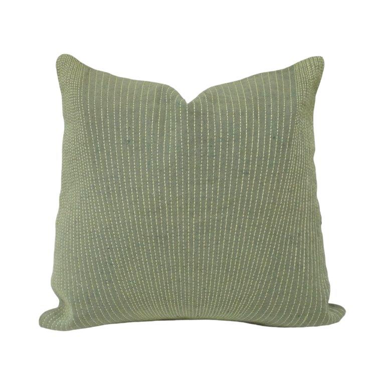 Sage Green Embroidered Cotton Cushion Cover | Textured Stripe Design | 45x45 cm - Bulk manufacturer & supplier from Panipat, India