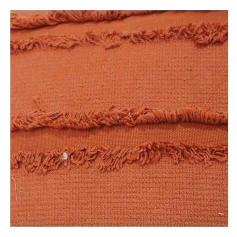 Rostorangener strukturierter Fransen-Baumwollkissenbezug 45x45 cm | Boho gestreifter Kissenbezug mit Quastendetail - Bulk manufacturer & supplier from Panipat, India