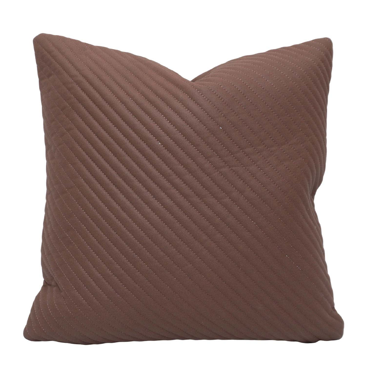 Brown Faux Leather Embroidered Cushion Cover 45x45 cm | Quilted Stitched Designer Throw Pillow Cover | Modern Decorative Cushion Cover with Hidden Zipper - Bulk manufacturer & supplier from Panipat, India
