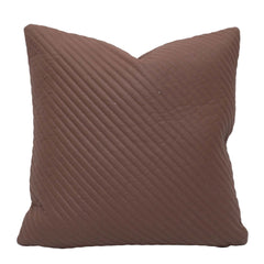 Brown Faux Leather Embroidered Cushion Cover 45x45 cm | Quilted Stitched Designer Throw Pillow Cover | Modern Decorative Cushion Cover with Hidden Zipper