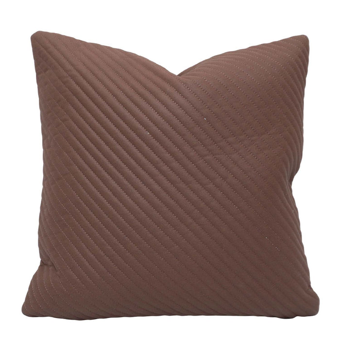 Brown Quilted Faux Leather Cushion Cover 45x45 cm