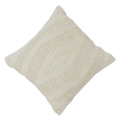 Handwoven Textured Cotton Cushion Cover | Neutral Boho Woven Throw Pillow Cover | Artisan Handmade Decor (18x18 Inch)
