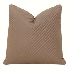 Minimalist Ribbed Cotton Cushion Cover – Textured Solid Beige Decorative Pillow Cover (18x18 Inch)