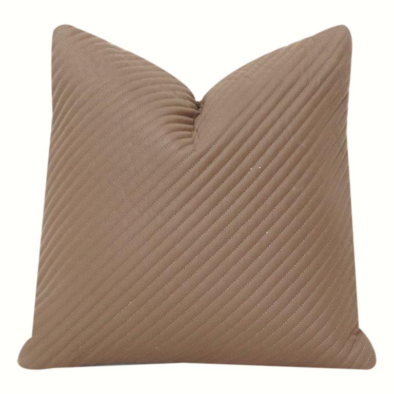 Minimalist Ribbed Cotton Cushion Cover – Textured Solid Beige Decorative Pillow Cover (18x18 Inch)