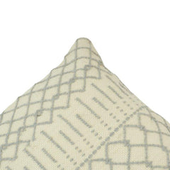 Boho Geometric Embroidered Polyester Cushion Cover 45x45 cm | Cream & Grey Textured Throw Pillow Cover