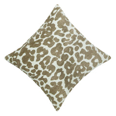 Jacquard Leopard Pattern Cushion Cover 45x45 cm | Woven Cotton Blend Decorative Throw Pillow Cover | Beige & Ivory Animal Print | Hidden Zipper