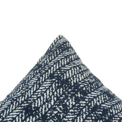 Navy Blue Jacquard Cotton Cushion Cover 45x45 cm | Woven Herringbone Pattern Decorative Pillow Cover