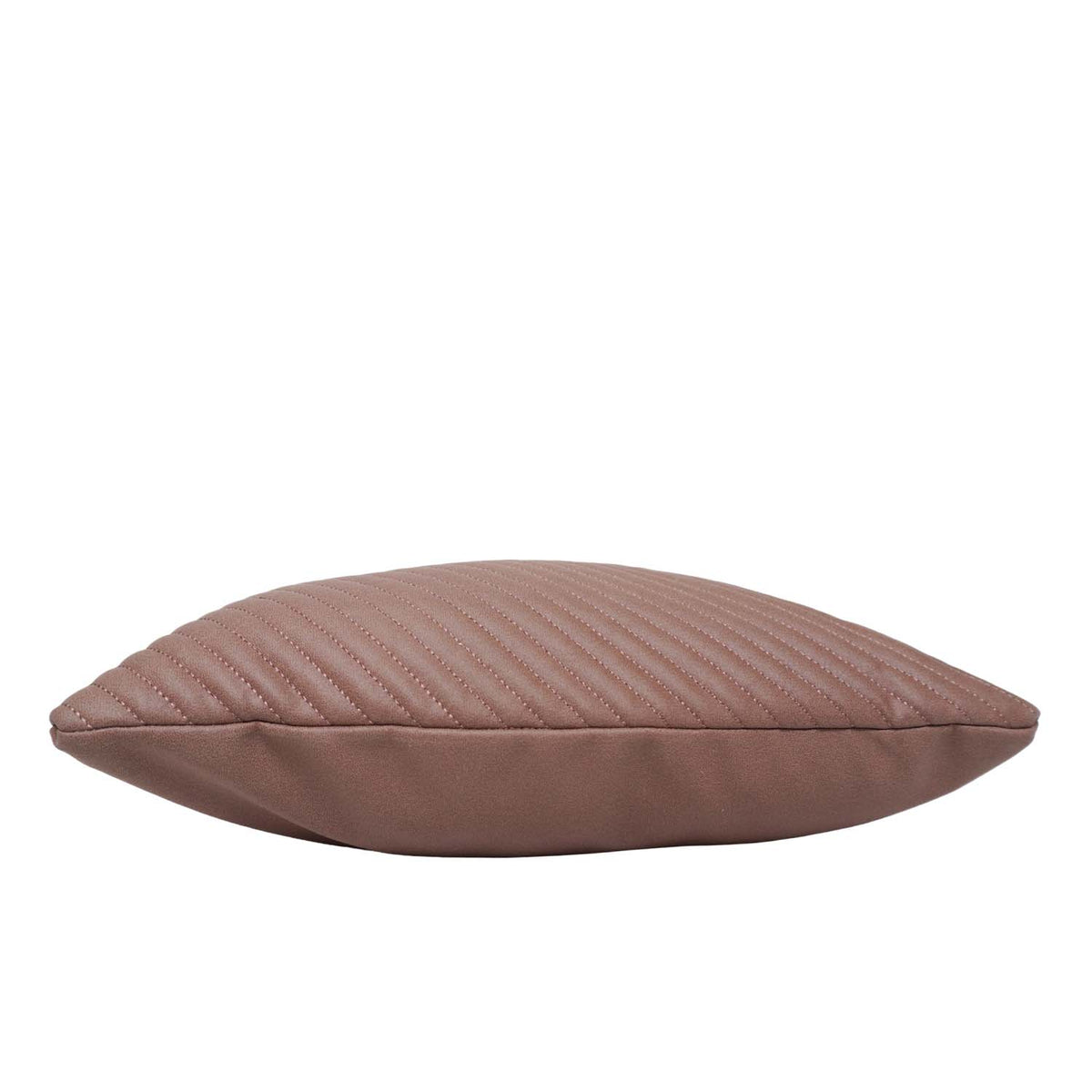 Brown Faux Leather Embroidered Cushion Cover 45x45 cm | Quilted Stitched Designer Throw Pillow Cover | Modern Decorative Cushion Cover with Hidden Zipper - Bulk manufacturer & supplier from Panipat, India