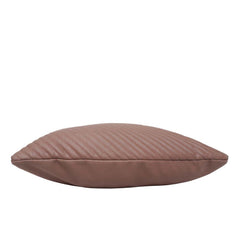 Brown Faux Leather Embroidered Cushion Cover 45x45 cm | Quilted Stitched Designer Throw Pillow Cover | Modern Decorative Cushion Cover with Hidden Zipper