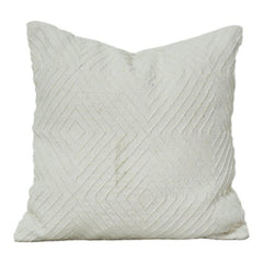 Handmade Cotton Cushion Cover 45x45 cm | Textured Geometric Tufted Design | Off-White Minimal Décor Pillow