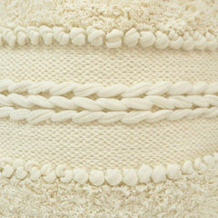 Handmade Boho Cotton Cushion Cover 45x45 cm | Textured Tufted & Braided Ivory Throw Pillow Cover