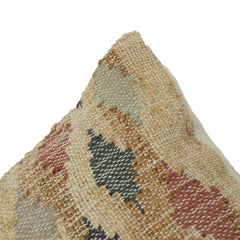 Handwoven Jute Cushion Cover – Multi Color Geometric Pattern | Rustic Boho Textured Throw Pillow Cover 18x18 Inch