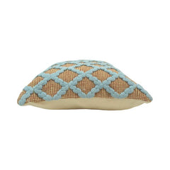 Handmade Diamond Weave Cotton Cushion Cover 45x45 cm | Textured Embroidered Throw Pillow Cover | Blue & Beige Decorative Cushion