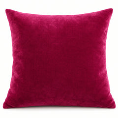 Solid vibrant fuchsia magenta square cushion cover with smooth velvet-like surface