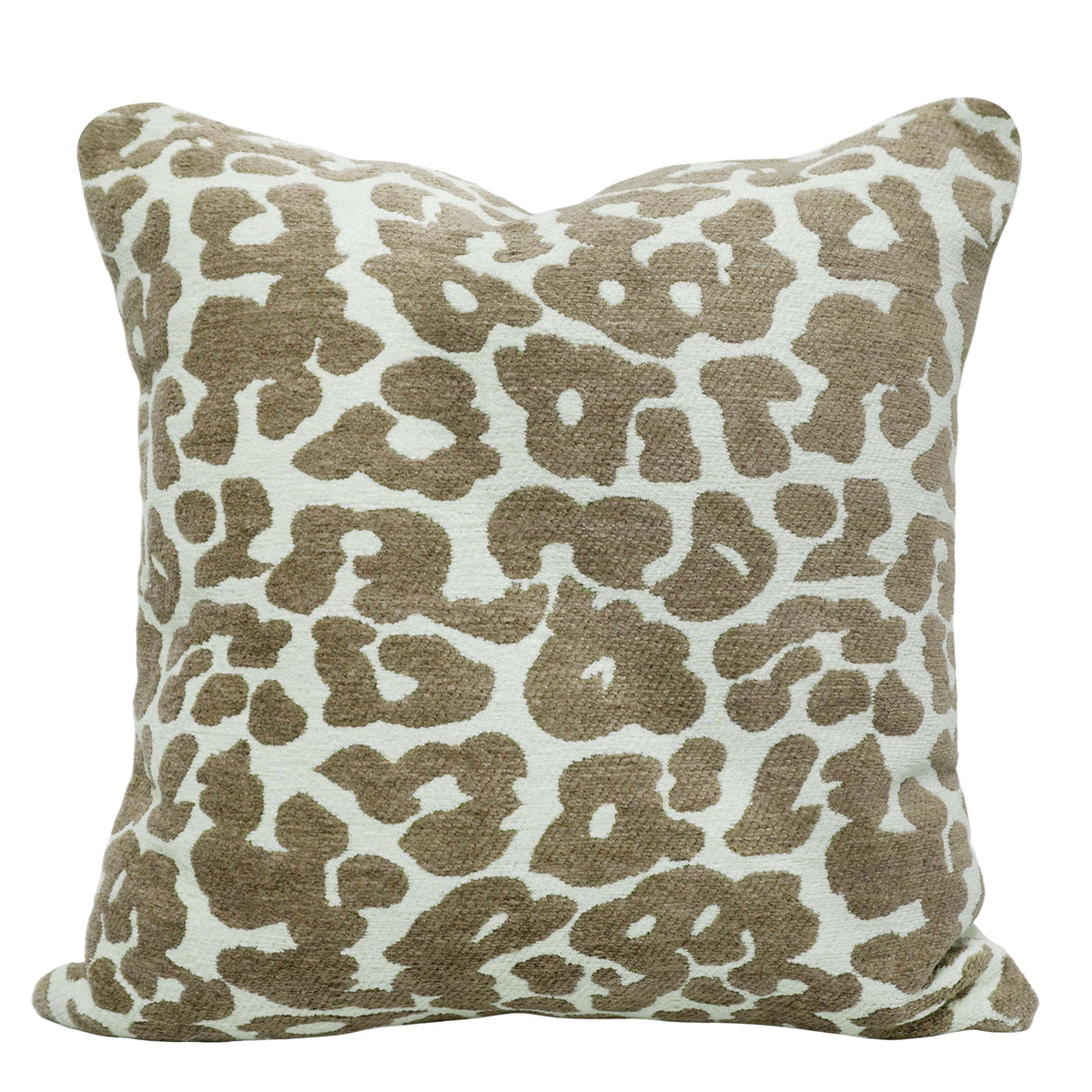 Jacquard Leopard Pattern Cushion Cover 45x45 cm | Woven Cotton Blend Decorative Throw Pillow Cover | Beige & Ivory Animal Print | Hidden Zipper