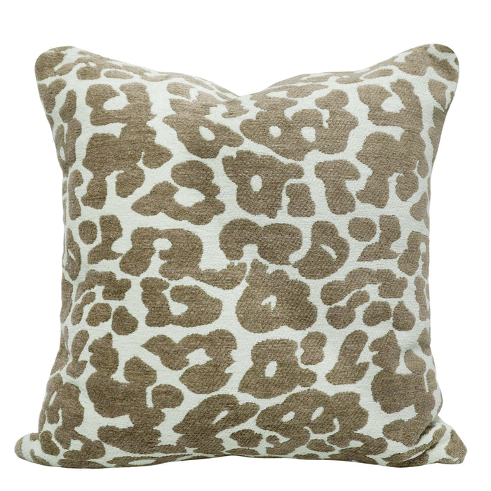 Jacquard Leopard Pattern Cushion Cover 45x45 cm | Woven Cotton Blend Decorative Throw Pillow Cover | Beige & Ivory Animal Print | Hidden Zipper