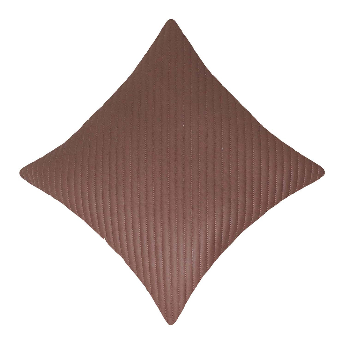 Brown Faux Leather Embroidered Cushion Cover 45x45 cm | Quilted Stitched Designer Throw Pillow Cover | Modern Decorative Cushion Cover with Hidden Zipper - Bulk manufacturer & supplier from Panipat, India